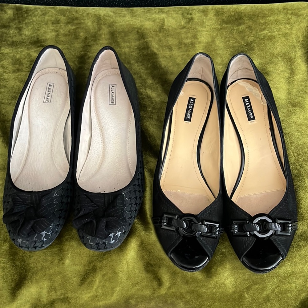 2 for $10 Black Flats (Pair) Alex Marie: Size 9, Classic, Retro, Preppy